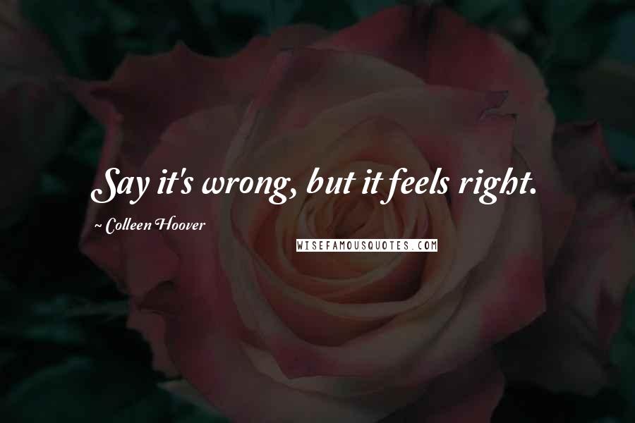 Colleen Hoover Quotes: Say it's wrong, but it feels right.