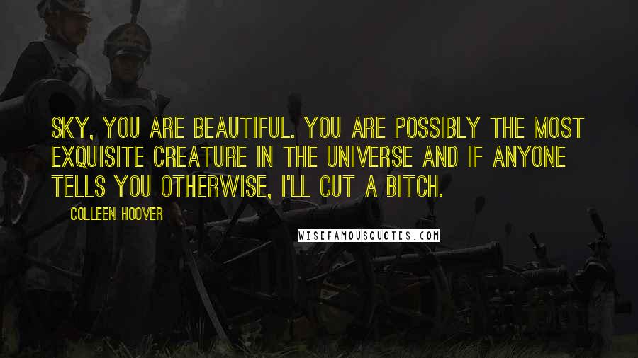 Colleen Hoover Quotes: Sky, you are beautiful. You are possibly the most exquisite creature in the universe and if anyone tells you otherwise, I'll cut a bitch.