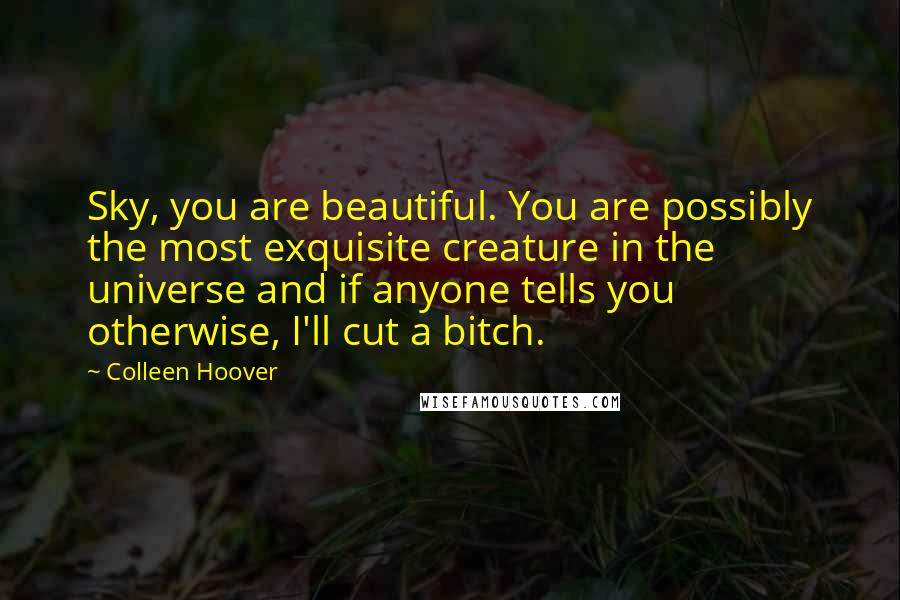 Colleen Hoover Quotes: Sky, you are beautiful. You are possibly the most exquisite creature in the universe and if anyone tells you otherwise, I'll cut a bitch.