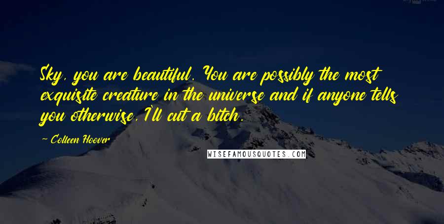 Colleen Hoover Quotes: Sky, you are beautiful. You are possibly the most exquisite creature in the universe and if anyone tells you otherwise, I'll cut a bitch.