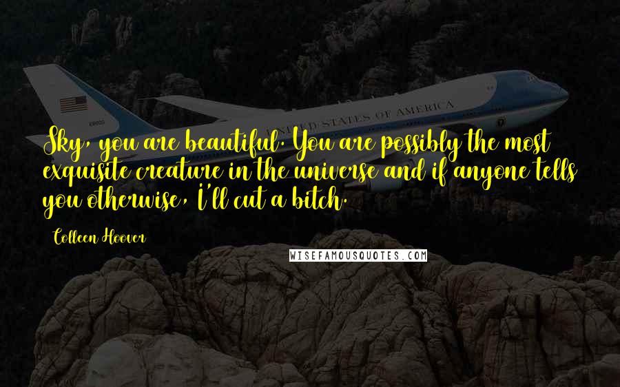 Colleen Hoover Quotes: Sky, you are beautiful. You are possibly the most exquisite creature in the universe and if anyone tells you otherwise, I'll cut a bitch.