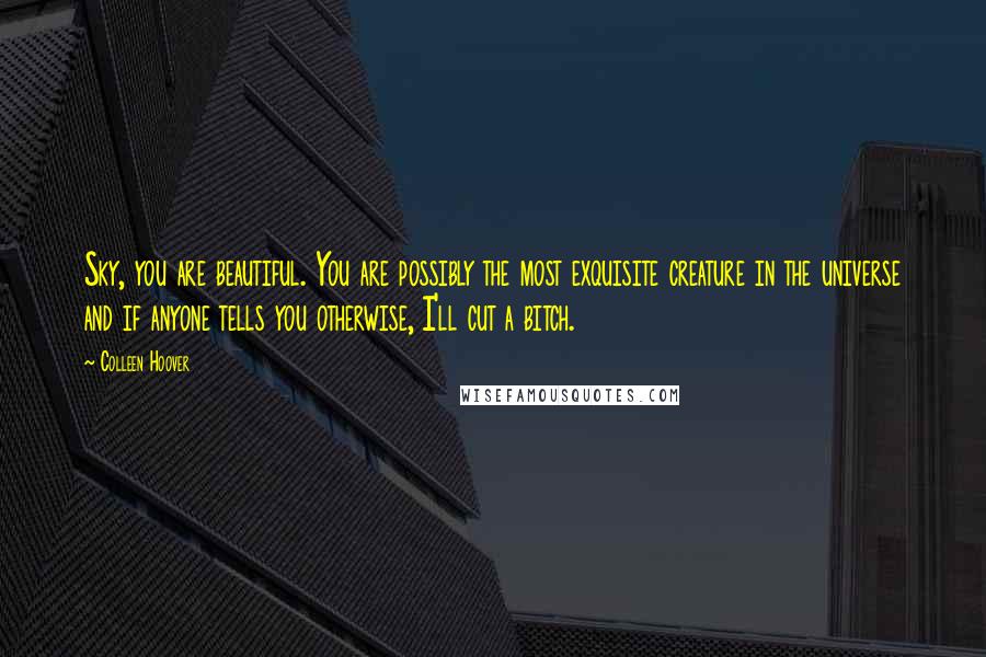 Colleen Hoover Quotes: Sky, you are beautiful. You are possibly the most exquisite creature in the universe and if anyone tells you otherwise, I'll cut a bitch.