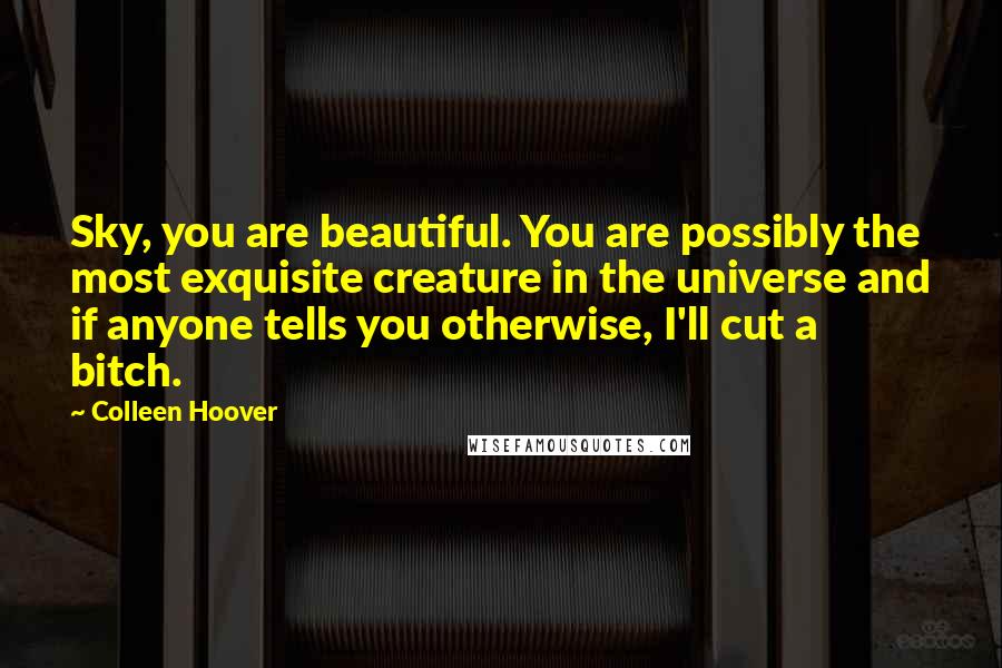 Colleen Hoover Quotes: Sky, you are beautiful. You are possibly the most exquisite creature in the universe and if anyone tells you otherwise, I'll cut a bitch.