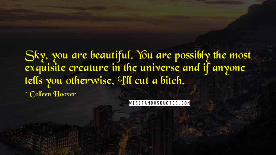 Colleen Hoover Quotes: Sky, you are beautiful. You are possibly the most exquisite creature in the universe and if anyone tells you otherwise, I'll cut a bitch.