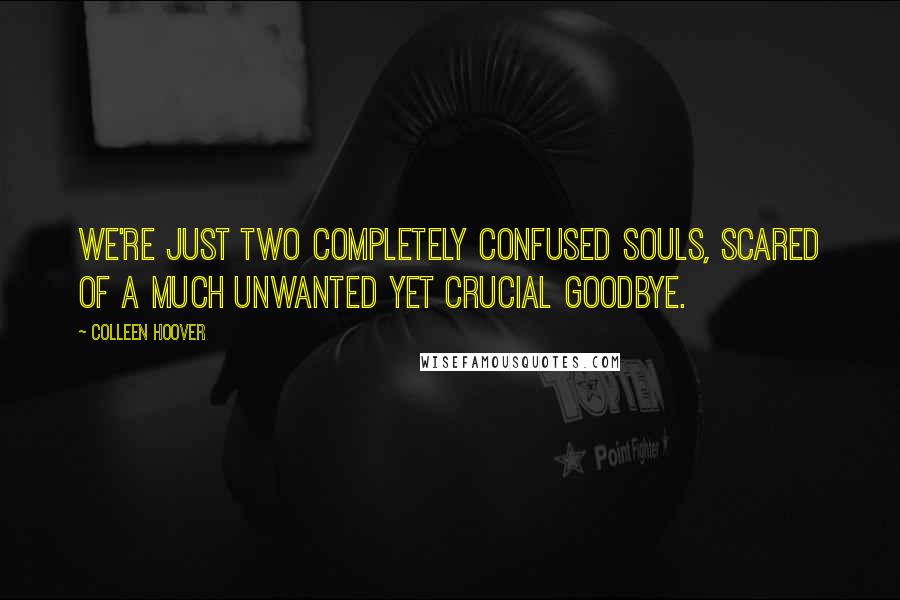 Colleen Hoover Quotes: We're just two completely confused souls, scared of a much unwanted yet crucial goodbye.