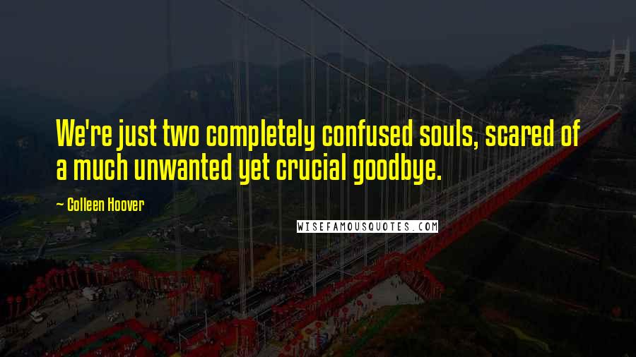 Colleen Hoover Quotes: We're just two completely confused souls, scared of a much unwanted yet crucial goodbye.