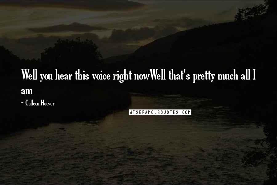 Colleen Hoover Quotes: Well you hear this voice right nowWell that's pretty much all I am