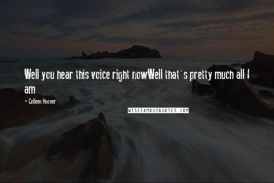 Colleen Hoover Quotes: Well you hear this voice right nowWell that's pretty much all I am