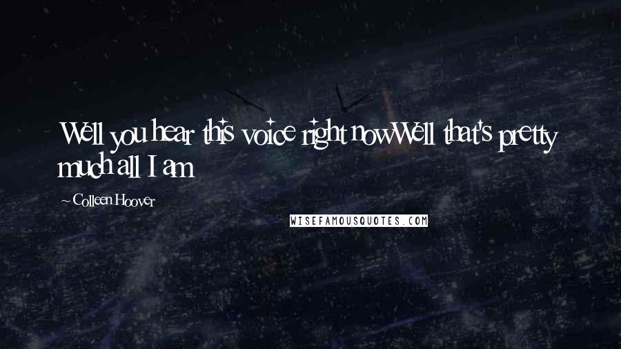 Colleen Hoover Quotes: Well you hear this voice right nowWell that's pretty much all I am