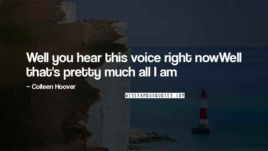 Colleen Hoover Quotes: Well you hear this voice right nowWell that's pretty much all I am