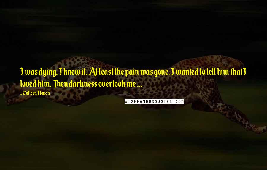 Colleen Houck Quotes: I was dying. I knew it. At least the pain was gone. I wanted to tell him that I loved him. Then darkness overtook me ...