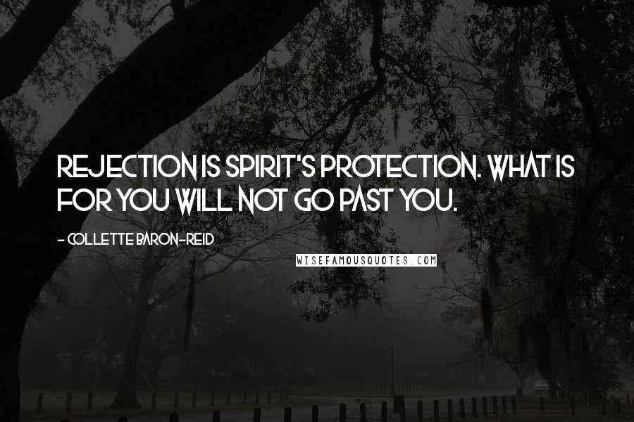 Collette Baron-Reid Quotes: Rejection is Spirit's protection. What is for you will not go past you.