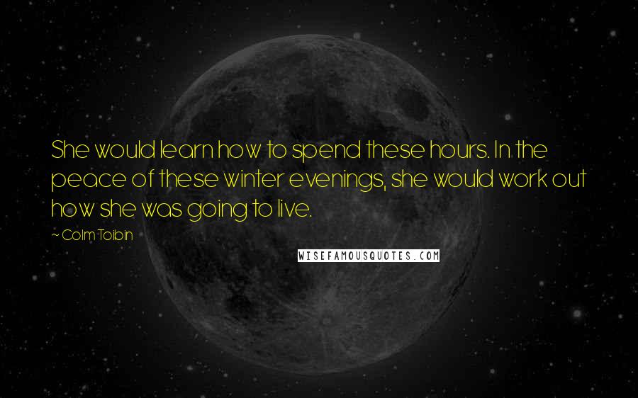 Colm Toibin Quotes: She would learn how to spend these hours. In the peace of these winter evenings, she would work out how she was going to live.