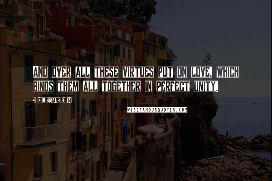 Colossians 3 14 Quotes: And over all these virtues put on love, which binds them all together in perfect unity.