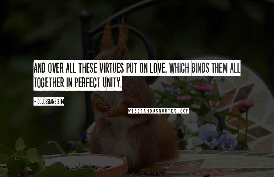 Colossians 3 14 Quotes: And over all these virtues put on love, which binds them all together in perfect unity.