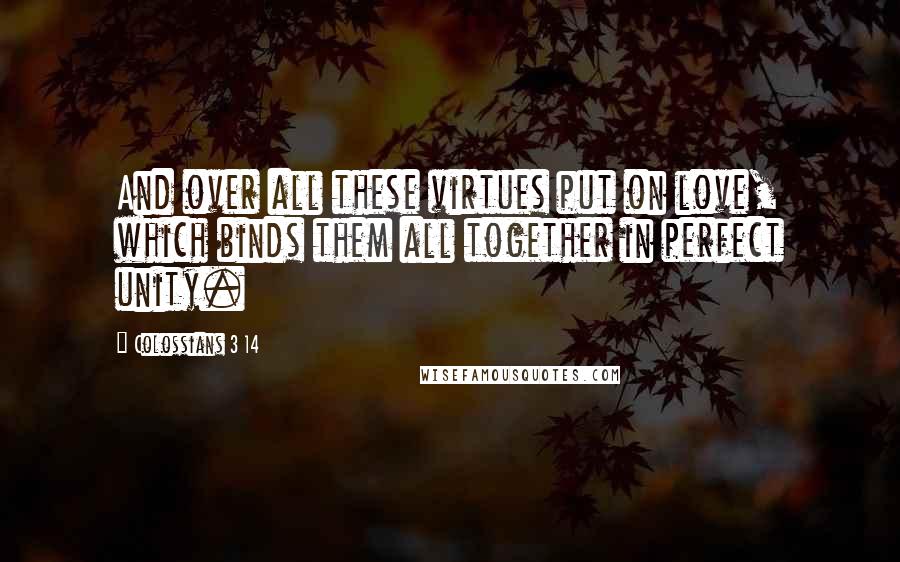 Colossians 3 14 Quotes: And over all these virtues put on love, which binds them all together in perfect unity.