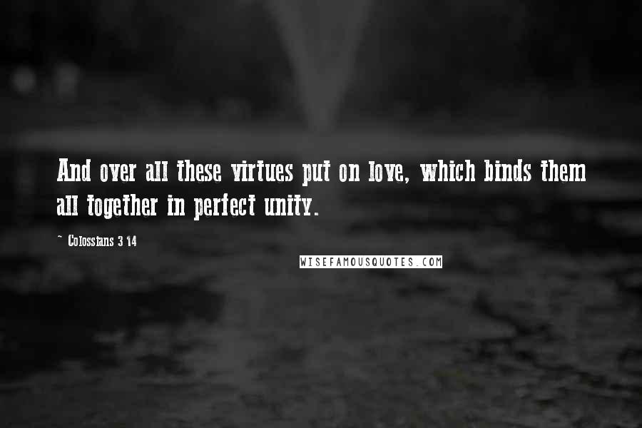 Colossians 3 14 Quotes: And over all these virtues put on love, which binds them all together in perfect unity.