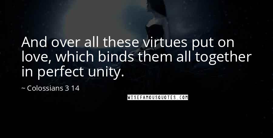 Colossians 3 14 Quotes: And over all these virtues put on love, which binds them all together in perfect unity.