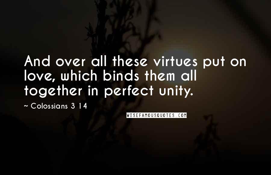 Colossians 3 14 Quotes: And over all these virtues put on love, which binds them all together in perfect unity.