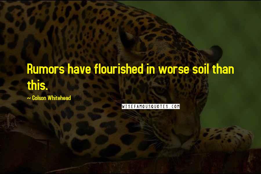 Colson Whitehead Quotes: Rumors have flourished in worse soil than this.