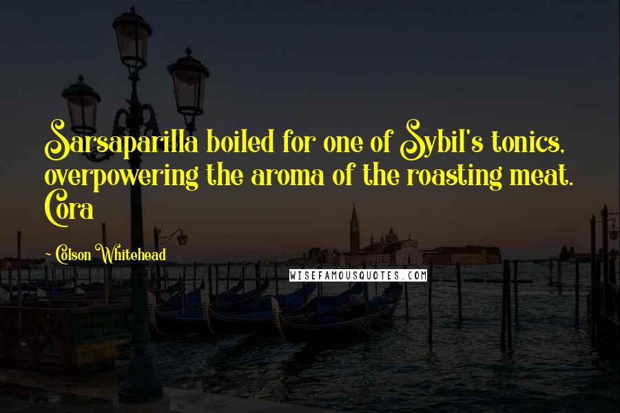 Colson Whitehead Quotes: Sarsaparilla boiled for one of Sybil's tonics, overpowering the aroma of the roasting meat. Cora