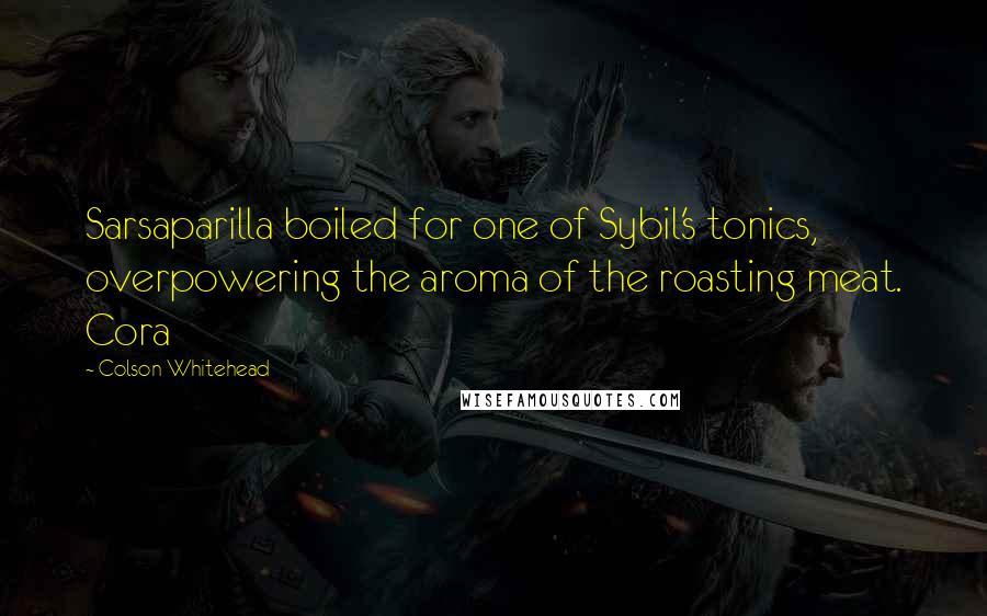 Colson Whitehead Quotes: Sarsaparilla boiled for one of Sybil's tonics, overpowering the aroma of the roasting meat. Cora