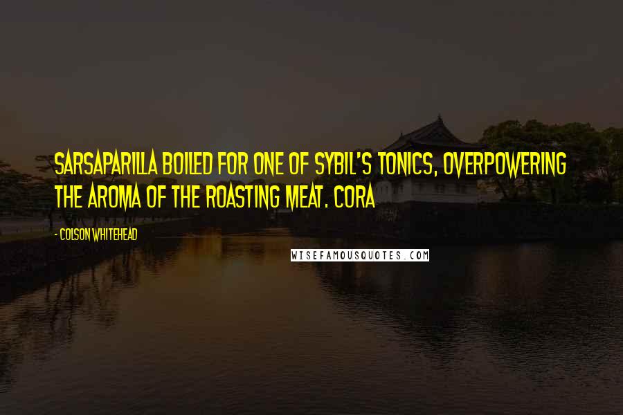 Colson Whitehead Quotes: Sarsaparilla boiled for one of Sybil's tonics, overpowering the aroma of the roasting meat. Cora