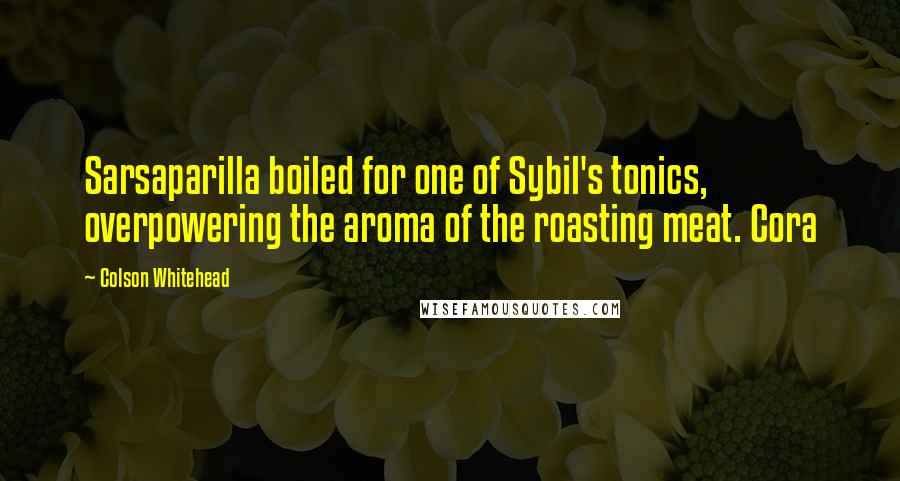 Colson Whitehead Quotes: Sarsaparilla boiled for one of Sybil's tonics, overpowering the aroma of the roasting meat. Cora