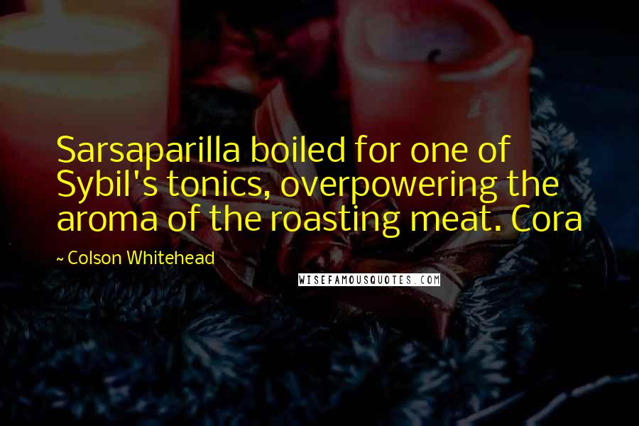 Colson Whitehead Quotes: Sarsaparilla boiled for one of Sybil's tonics, overpowering the aroma of the roasting meat. Cora