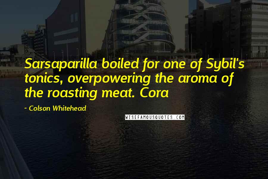 Colson Whitehead Quotes: Sarsaparilla boiled for one of Sybil's tonics, overpowering the aroma of the roasting meat. Cora