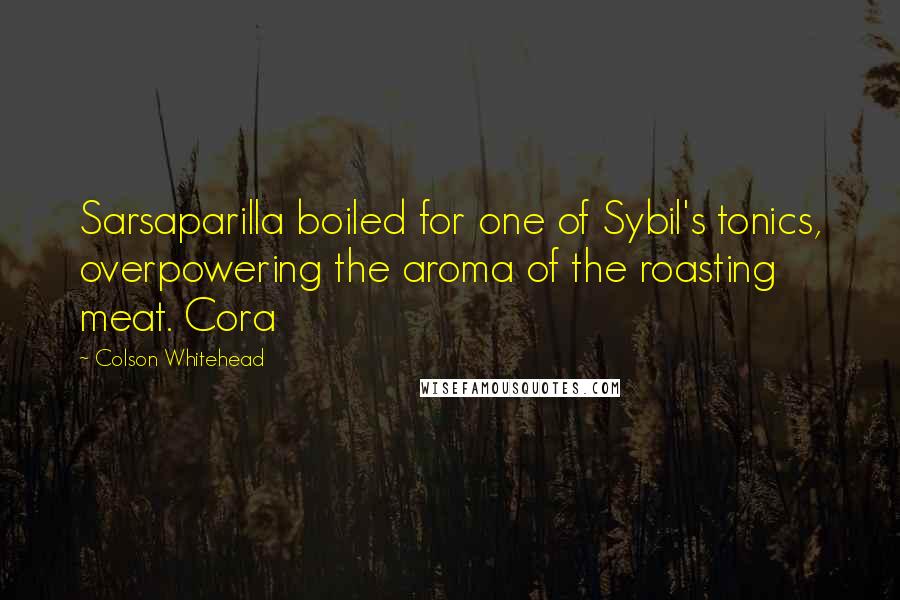 Colson Whitehead Quotes: Sarsaparilla boiled for one of Sybil's tonics, overpowering the aroma of the roasting meat. Cora