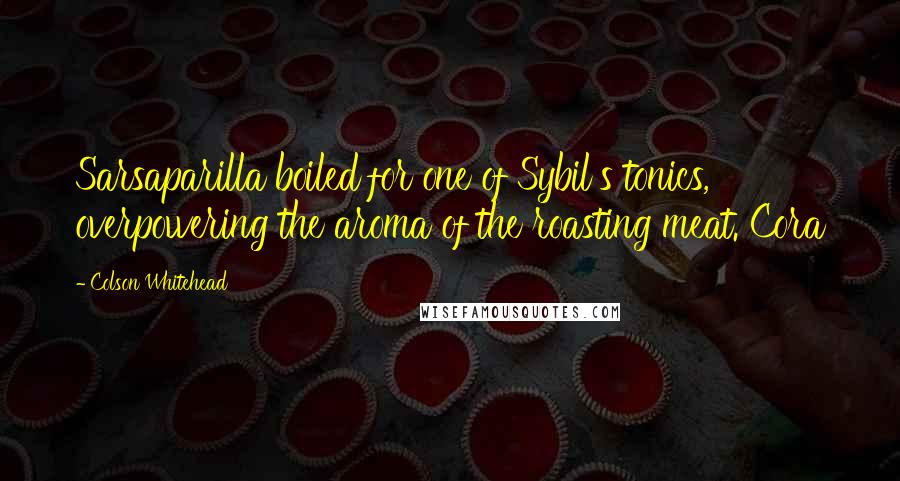 Colson Whitehead Quotes: Sarsaparilla boiled for one of Sybil's tonics, overpowering the aroma of the roasting meat. Cora