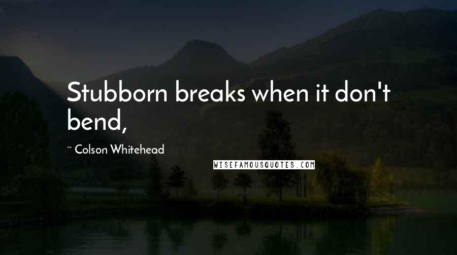 Colson Whitehead Quotes: Stubborn breaks when it don't bend,