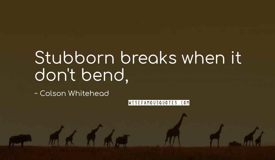 Colson Whitehead Quotes: Stubborn breaks when it don't bend,