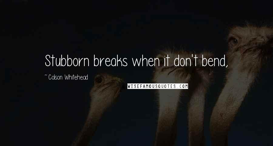 Colson Whitehead Quotes: Stubborn breaks when it don't bend,