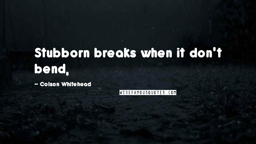 Colson Whitehead Quotes: Stubborn breaks when it don't bend,