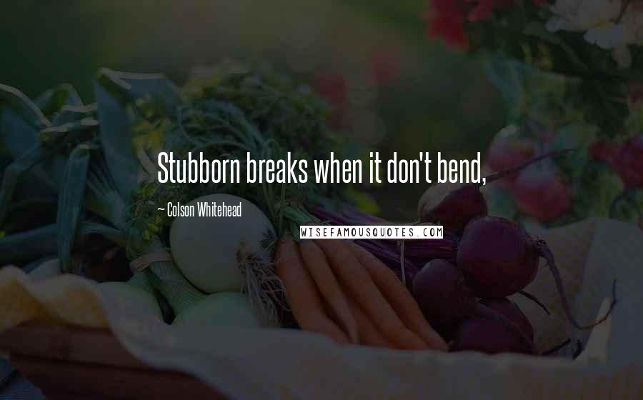 Colson Whitehead Quotes: Stubborn breaks when it don't bend,