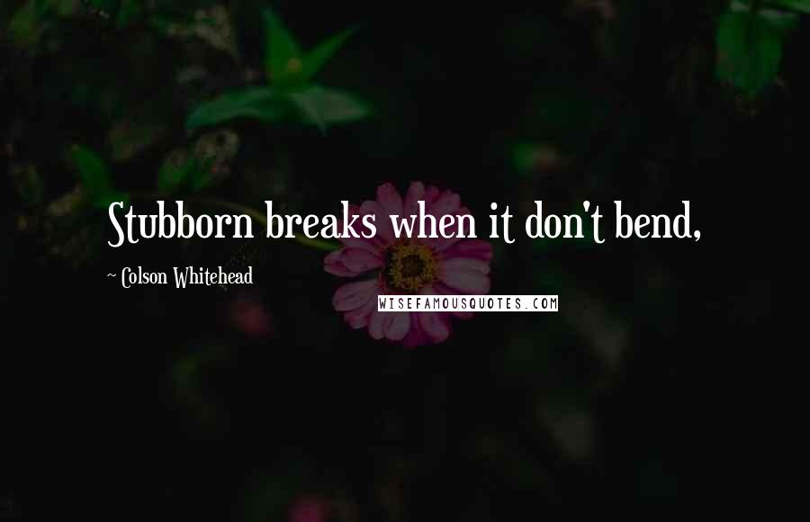 Colson Whitehead Quotes: Stubborn breaks when it don't bend,