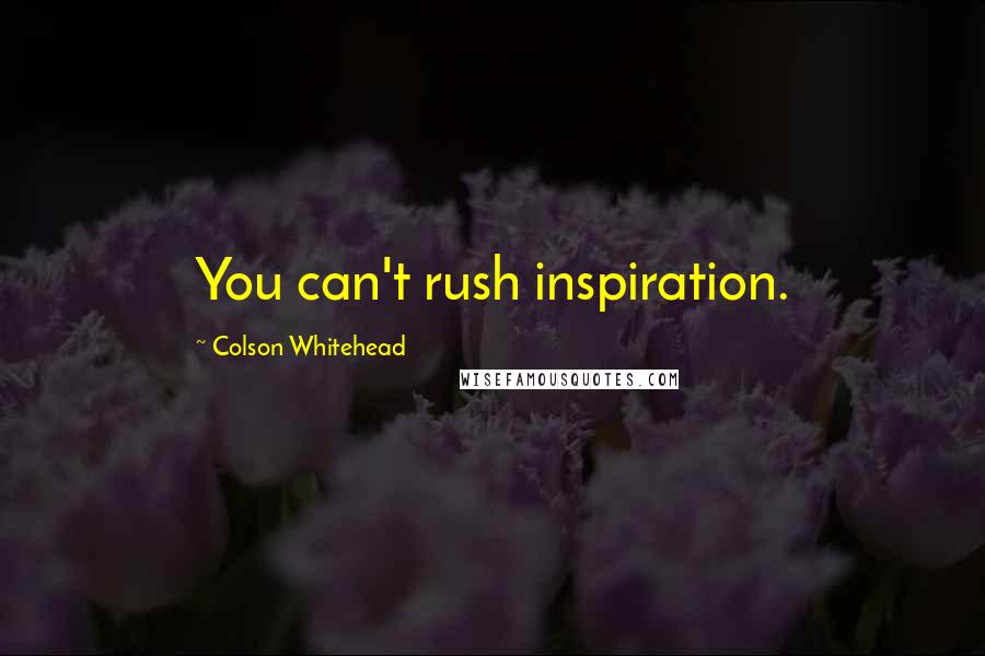 Colson Whitehead Quotes: You can't rush inspiration.