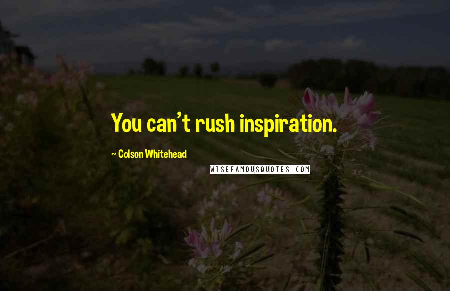Colson Whitehead Quotes: You can't rush inspiration.
