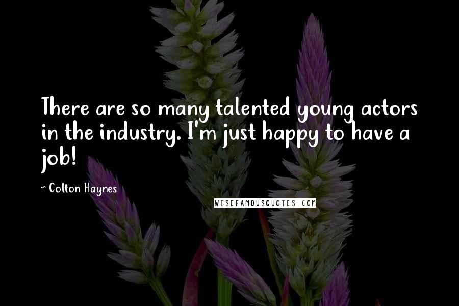 Colton Haynes Quotes: There are so many talented young actors in the industry. I'm just happy to have a job!