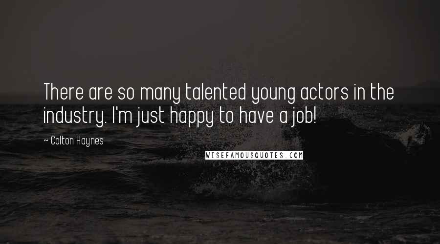 Colton Haynes Quotes: There are so many talented young actors in the industry. I'm just happy to have a job!