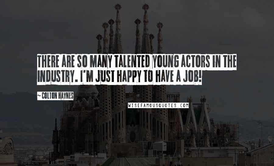 Colton Haynes Quotes: There are so many talented young actors in the industry. I'm just happy to have a job!