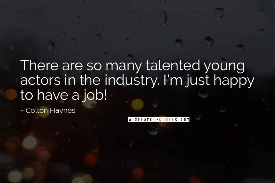 Colton Haynes Quotes: There are so many talented young actors in the industry. I'm just happy to have a job!