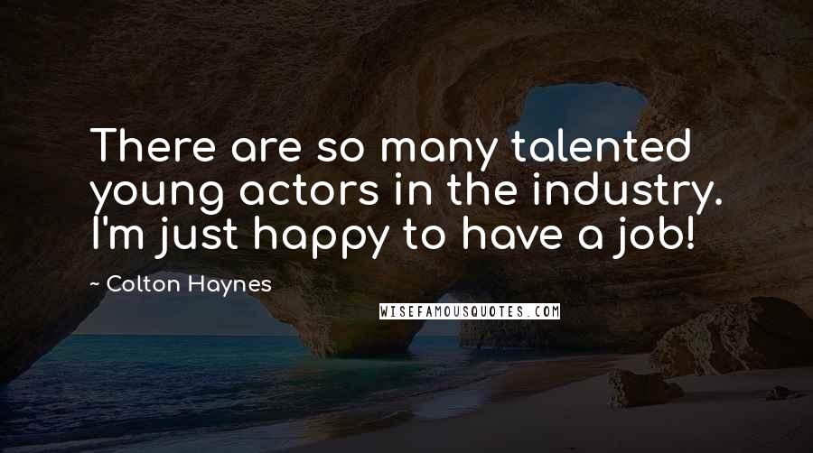 Colton Haynes Quotes: There are so many talented young actors in the industry. I'm just happy to have a job!