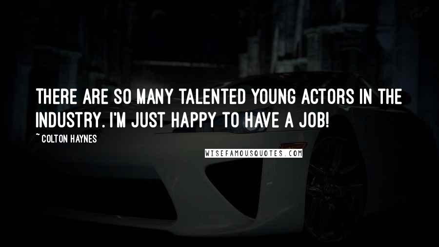 Colton Haynes Quotes: There are so many talented young actors in the industry. I'm just happy to have a job!