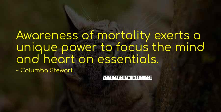 Columba Stewart Quotes: Awareness of mortality exerts a unique power to focus the mind and heart on essentials.