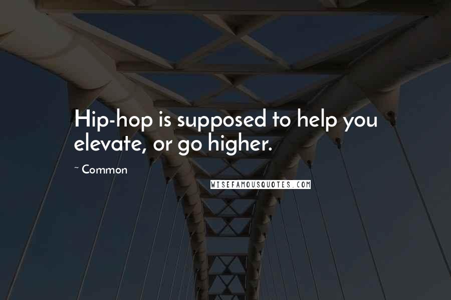 Common Quotes: Hip-hop is supposed to help you elevate, or go higher.