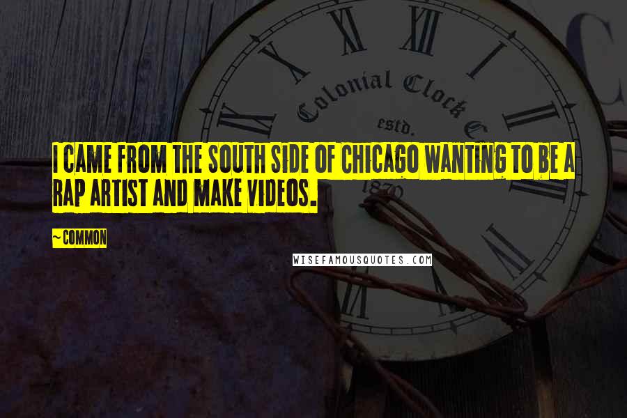 Common Quotes: I came from the South Side of Chicago wanting to be a rap artist and make videos.