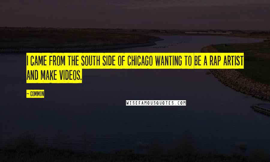 Common Quotes: I came from the South Side of Chicago wanting to be a rap artist and make videos.